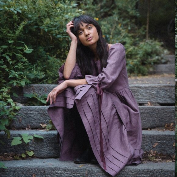 NWOT Lennox Linen Dress in Antique Plum (L) - Picture 2 of 14